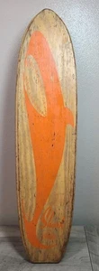 Vintage 1960s Nash Shark Sidewalk Surfboard Wood Skateboard Metal Wheels Orange - Picture 1 of 17