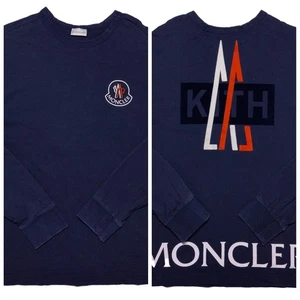 MONCLER x KITH Long Sleeve T-Shirt Blue Embroidered Made in Italy Large L - Picture 1 of 17