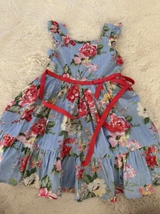 Beautiful Floral Blue Girls Dress Size 6x - Picture 1 of 8