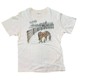 Vintage Single Stitch Kentucky Horse Graphic Tee – Light Pink – Hanes Beefy T La - Picture 1 of 7