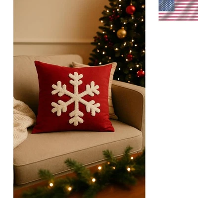 Machine Washable Christmas Décor Pillow Cover - 45x45 cm with Punch Embroidery - Image 1 of 2