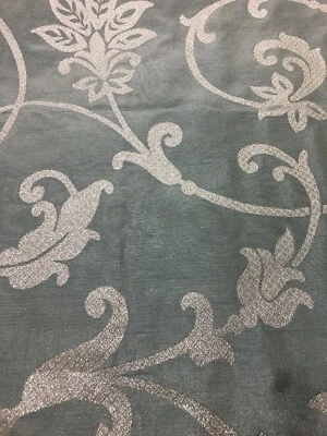  BROCADE WITH METALLIC THREAD  30" X 43  BLUE/SILVER REVERSIBLE  - Image 1 of 3