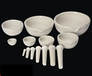 Set 60 mm-254 mm malta pestello porcellana miscelazione ciotola di miscelazione kit di laboratorio bianco - Foto 1 di 11