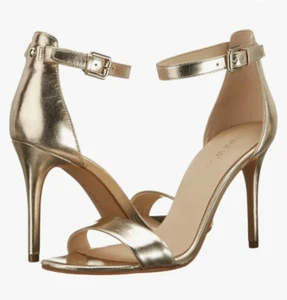 Nine West Women's Mana Metallic Dress Sandal Heel Light Gold / Champagne 9.5 - Picture 1 of 11