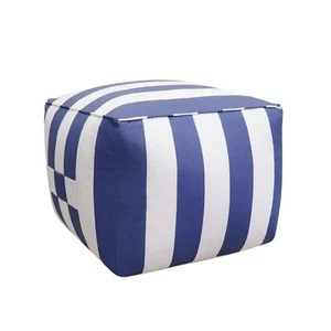 Galaxy White/Blue Striped Pouf Blue White Modern Contemporary Pattern Square - Picture 1 of 5
