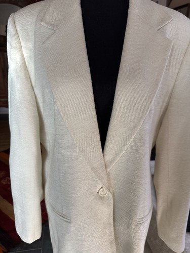 OFF WHITE Giacca blazer merceria donna Leslie Fay taglia 16 bianco sporco vintage
