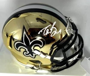 Saints Hall of Famer DREW BREES Signed Riddell CHROME Speed Mini Helmet AUTO BAS - Picture 1 of 2