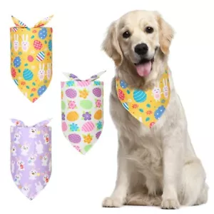 3PCS Easter Dog Bandana Set Bunny Egg Flower Print Small to Large Pets - Picture 1 of 6