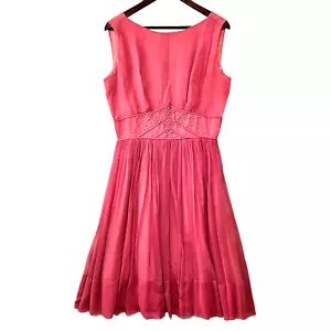 Vintage 50er 60er formelles Abschlussball Party Cocktail Kleid Gr. M Union Made Barbie rosa - Bild 1 von 16