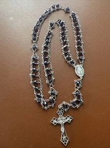 Maria Concepita Senza Peccato Rosario Perline Viola Doppio Filo RomaCattolica 17,5” - Foto 1 di 7