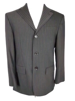 Abrigo deportivo Oscar de la Renta para hombre talla 40R negro a rayas 100 % lana S49 Foto 1 de 4