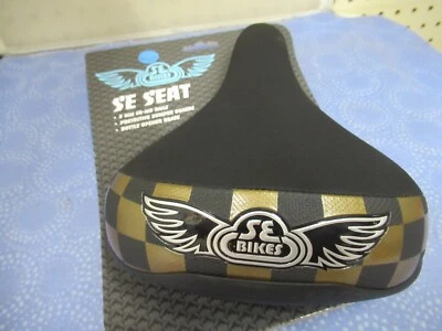 Sillín acolchado con rieles SE Racing Flyer Checkerboard dorado/negro - Nuevo Foto 1 de 4
