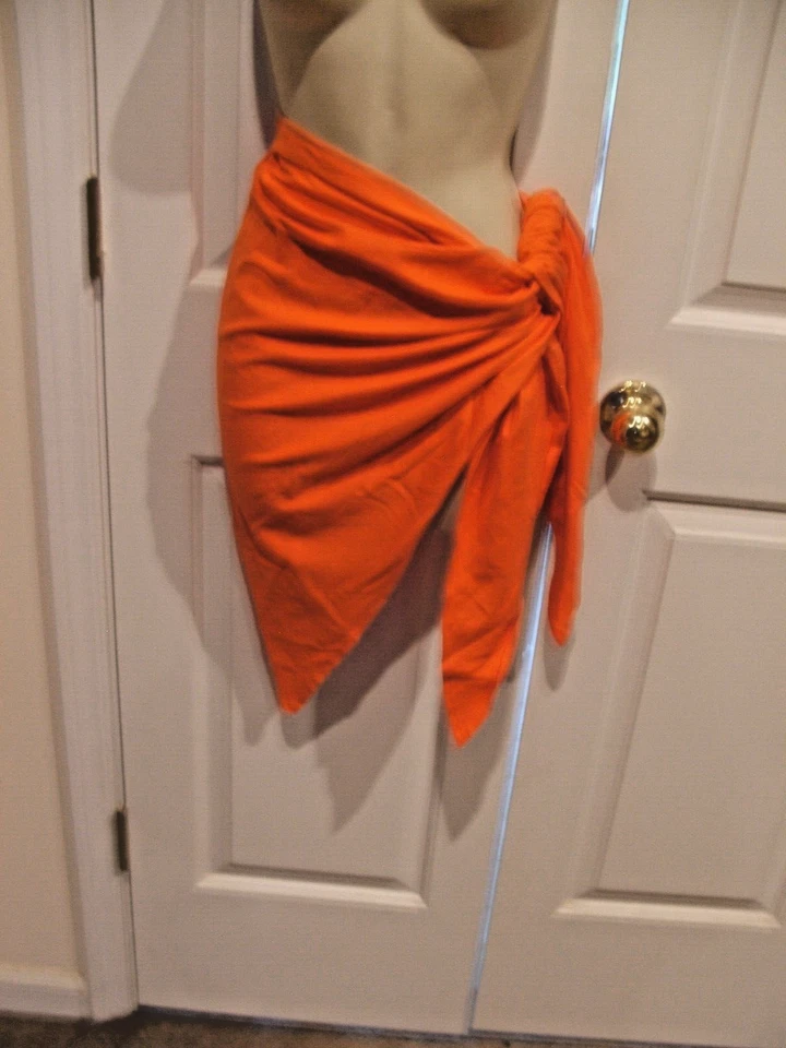 new/pkg Newport News SUNSTREAK orange 100% cotton Wrap Skirt swimuit Cover up - Image 1 of 1