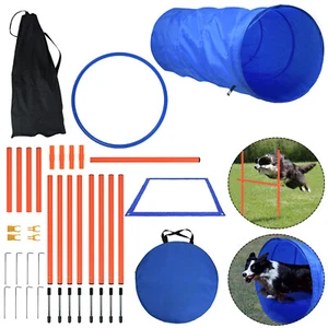 Set agilità cani sport per cani ostacolo pneumatici per saltare tunnel di agilità anello addestramento cani - Foto 1 di 12