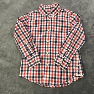 Camicia J Crew ragazzo piccola 6/7 manica lunga bottoni gingham plaid rosso bianco blu - Foto 1 di 8