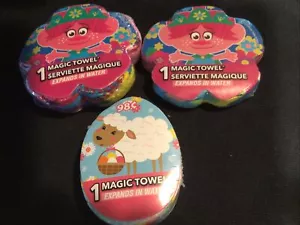 Lote de 3 toallas mágicas cuadradas Poppy Troll cordero de Pascua de 11,5" se expande en agua Ne - Imagen 1 de 3