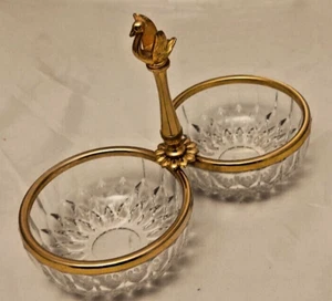 Val St. Lambert Twin Dessertschale vergoldeter Metallrand und Schwanengriff - Bild 1 von 14