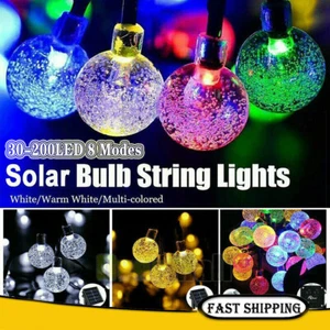 30-200 LED Solar String Light Garden Path Yard Waterproof Decor Lamp Globe Bulbs - Picture 1 of 17