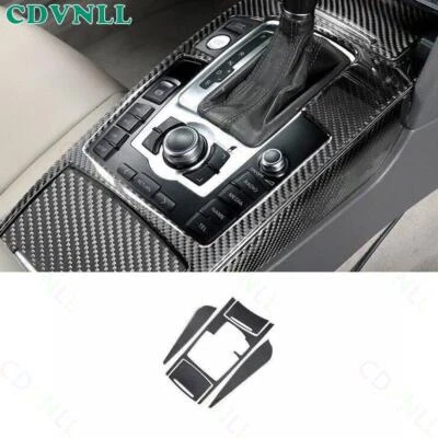 Marco de cubierta de cambio de marchas de consola central de fibra de carbono real para Audi A6 S6 2007-11 Foto 1 de 4