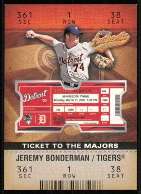 2003 Fleer Authentix #174 Jeremy Bonderman TM RC - Image 1 of 2