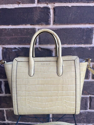 NWT $275 Ralph Lauren Tyler Tote Spring Yellow Croc Leather - Image 1 of 4