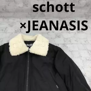 Schott Type B-3 Flight Mouton Bomber Leather Jacket Black Used ×JEANASIS Size F - Picture 1 of 8