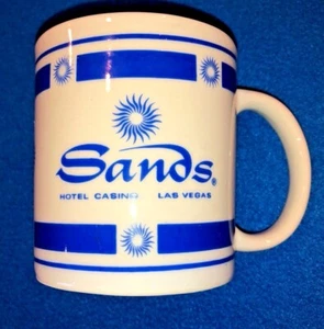 Sands Hotel Casino Las Vegas White and Blue Coffee Mug Vintage - Picture 1 of 10