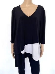 NWT! NEW JOSEPH RIBKOFF Size US 20 2XL UK 22 Black Beige Top Blouse Tunic Women - Picture 1 of 8
