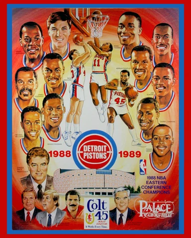 Detroit Pistons 1988-89 NBA Champions Promotional Poster, 8"x10"  Photo Cover