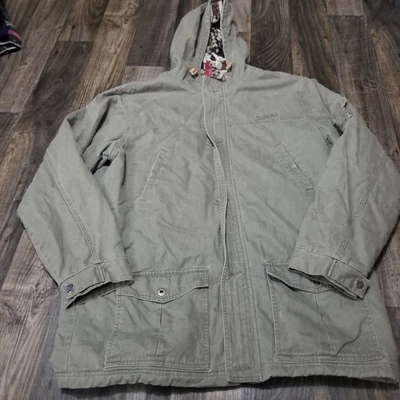 Chaqueta De Colección Quicksilver Para Hombres XXL Verde Acolchada Sarga Abrigo Bombardero Patinador Y2K Foto 1 de 4