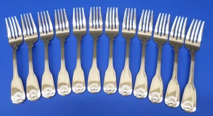 12 Reed & Barton COLONIAL SHELL II Glossy Stainless Flatware 7 1/8" SALAD FORKS - Picture 1 of 7