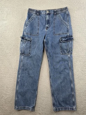 Jeans Aeropostale Utility Cargo Feminino GG Azul Anos 90 Cintura Alta Baggy Skatista Grunge - Imagem 1 de 4