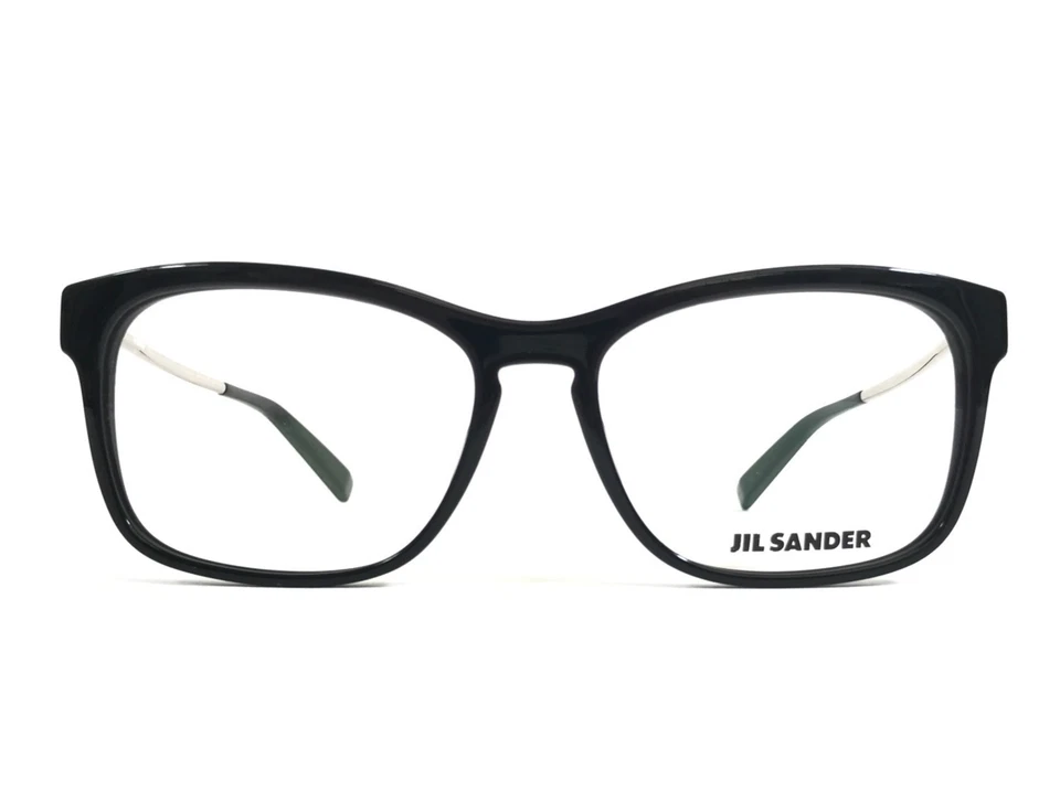 Marcos de gafas Jil Sander J4011 A negro brillante plateado cuadrado 55-16-140 Foto 1 de 4