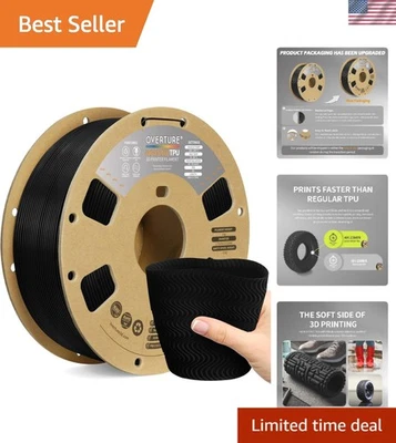 Filamento TPU preto 1kg - 95A Shore, impressão rápida, ideal para a maioria das impressoras FDM - Imagem 1 de 4