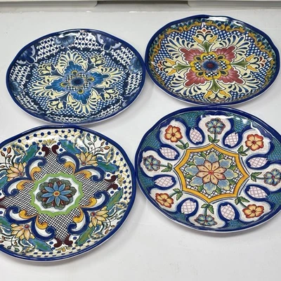 4-пальмовые ресторанные меламиновые испанские плитки медальон десертные тарелки - синие 6,5 дюйма - Изображение 1 из 4