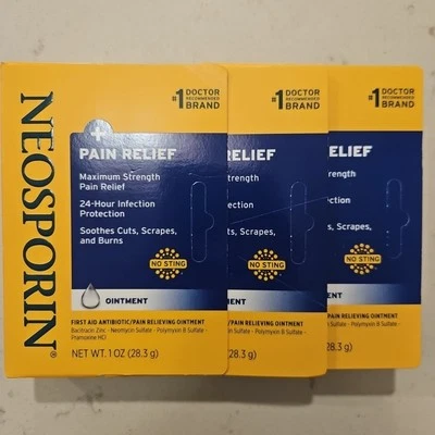 Мазь для снятия боли Neosporin 1 унция X3 срок годности 2027+ - Изображение 1 из 2
