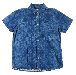 RVCA blau Batik 100 % Baumwolle lockere Passform Kurzarm Knopfleiste Hemd Herren Large - Bild 1 von 4