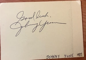 THEY CALL ME BRUCE: Johnny Yune Signed Cut Index Card - Picture 1 of 1