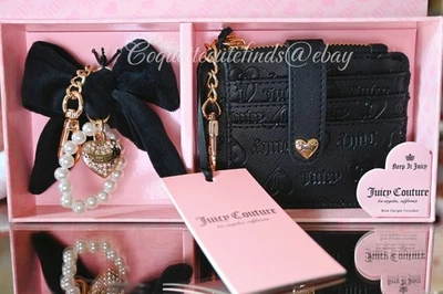 New Juicy Couture 2 pc Tab Wallet  Cardholder and Coquette Bow Keychain Gift Box - Image 1 of 4