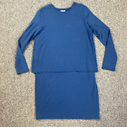 J. Jill purejill Dress Blue Small Luxe Tencel Long Sleeve Layered Back Scallop