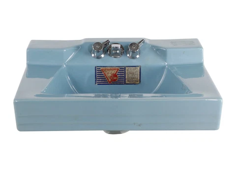 Vintage Mid Century Rheem Porcelain Sky Blue Wall Sink Cover