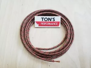 10 feet Vintage Braided Cloth Covered Primary Wire 16 GA gauge Brown w Black Red - Picture 1 of 2