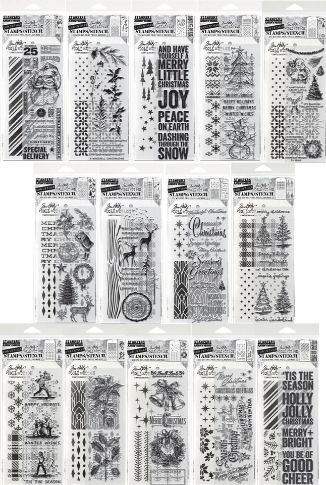 Stampers Anonymous Tim Holtz Christmas Holiday Stamp & Stencil Sets YOU CHOOSE! - Image 1 of 1
