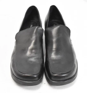 Franco Sarto Bocca Slip On Loafers Black Faux Leather Block Heel Womens Sz 12.5 - Picture 1 of 9