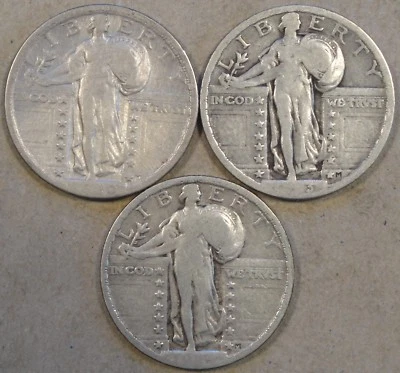 1920 limpio F,23 en muy buen estado, + 24 cuartos Standing Liberty fechas débiles en muy buen estado Foto 1 de 2