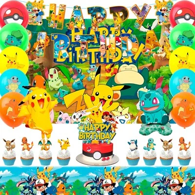 Pokemon Birthday Party Decoration Pokemon Party Balloon Tablecloth Supplies - Image 1 of 4