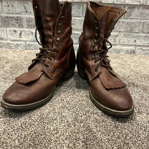Durango Women's Size 10 EE Boots Brown Thick Leather Block Heel Ankle Lace Up - Picture 1 of 8