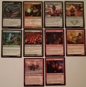 MTG Set of 10 Different Green/Red Common /Uncommon Humans Various Sets NM-LP - Picture 1 of 1
