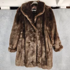 Cappotto giacca Dennis Basso donna taglia 1X marrone pelliccia sintetica manica lunga chiusura gancio - Foto 1 di 16