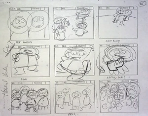 Rugrats 1991 Producción Howard E. Baker FIRMADO Dibujado a Mano Storyboard Página - Imagen 1 de 4